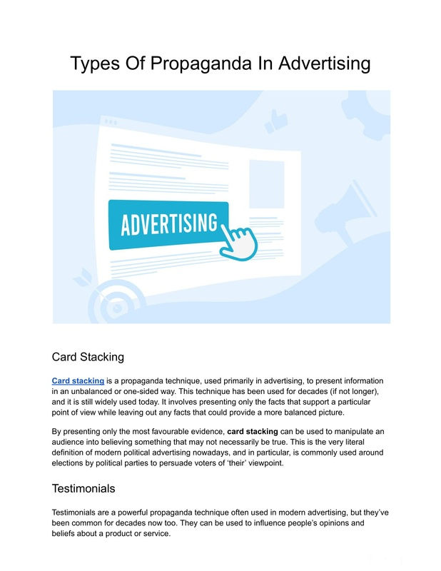 Types Of Propaganda In Advertising by Stephen Taylor 100ASA